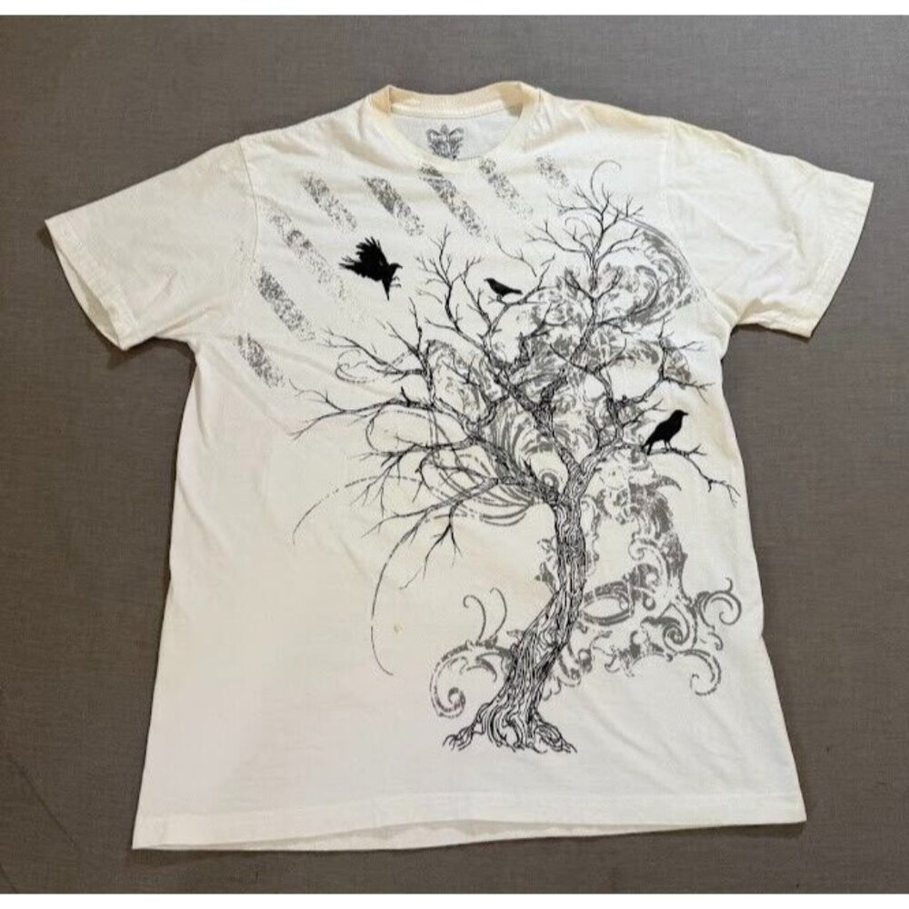 Social Unrest Crows Shirt Adult Large White Short Sleeve Pullover Tee Mens
